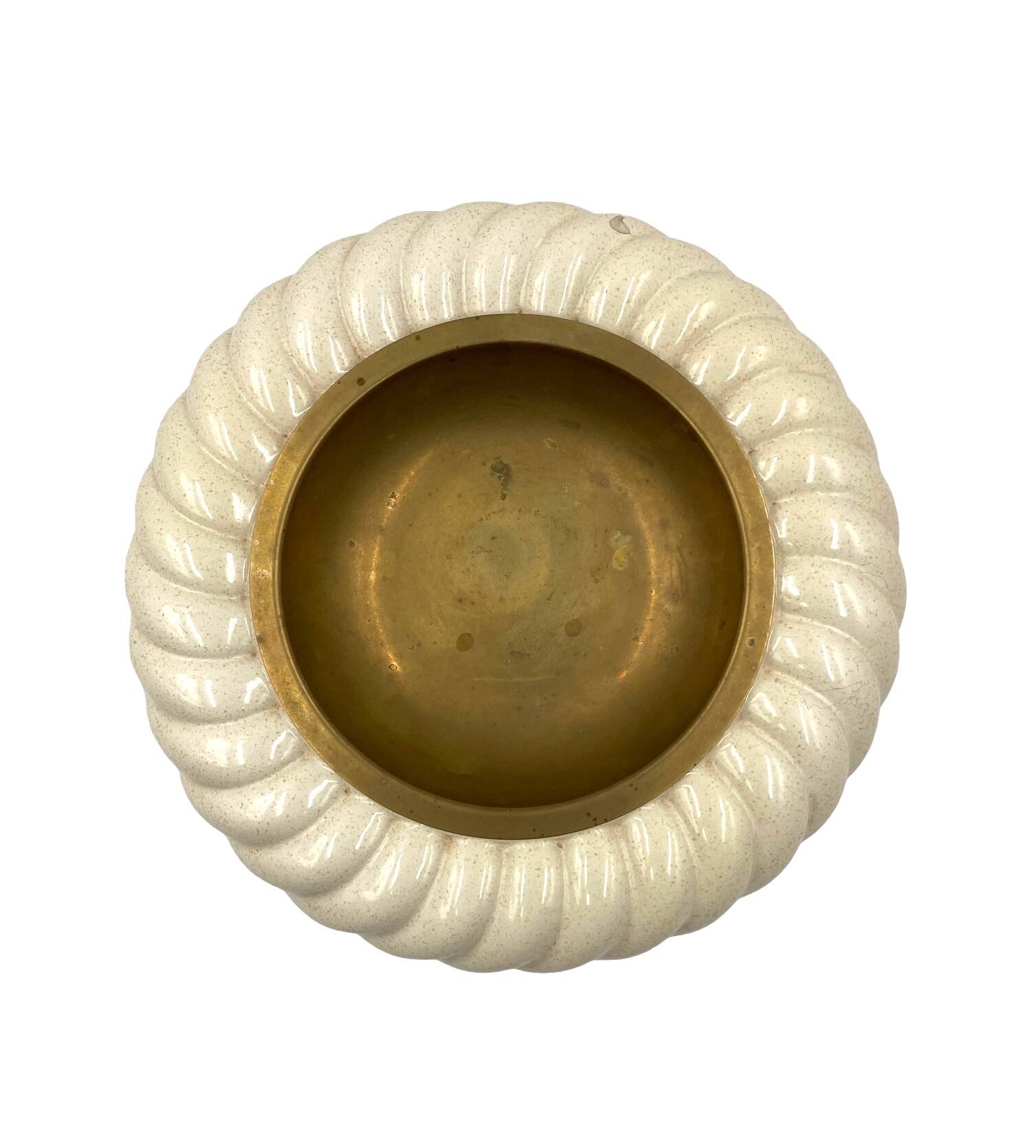 Tommaso Barbi, cream ceramic ashtray / vide poche, B Ceramiche, ca. 1970