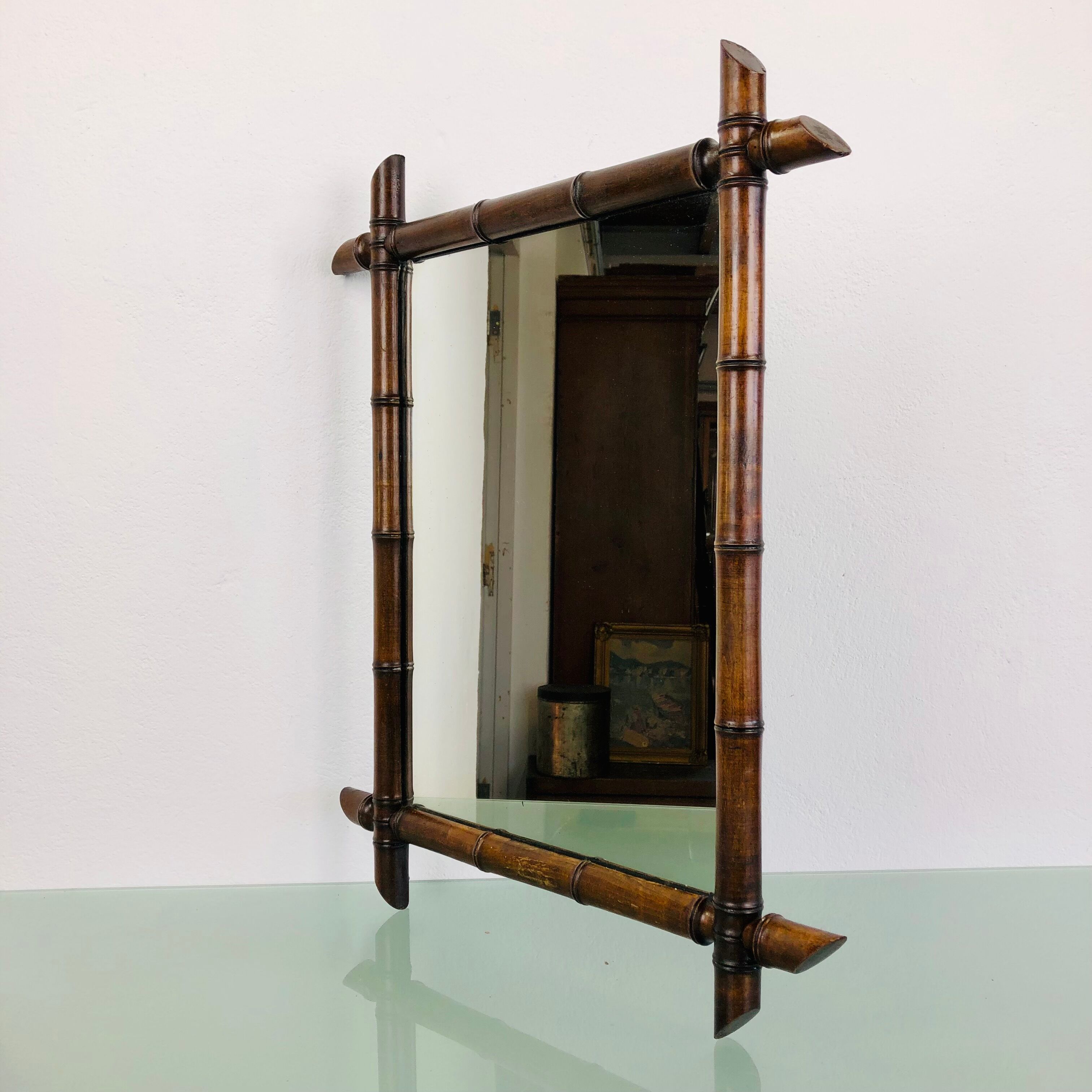 Faux bamboo mirror