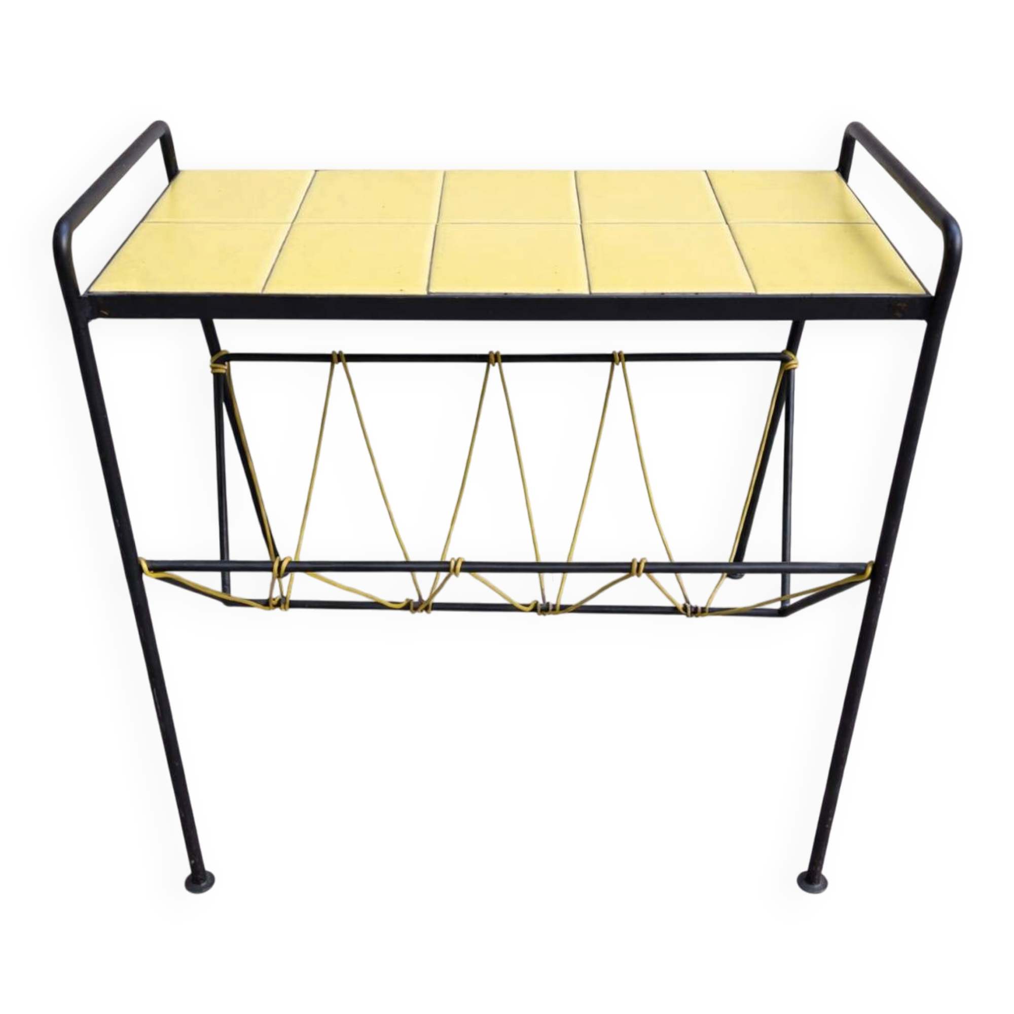 Vintage magazine rack with tray – 60s/70s style