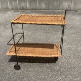 Modernist rattan serving trolley