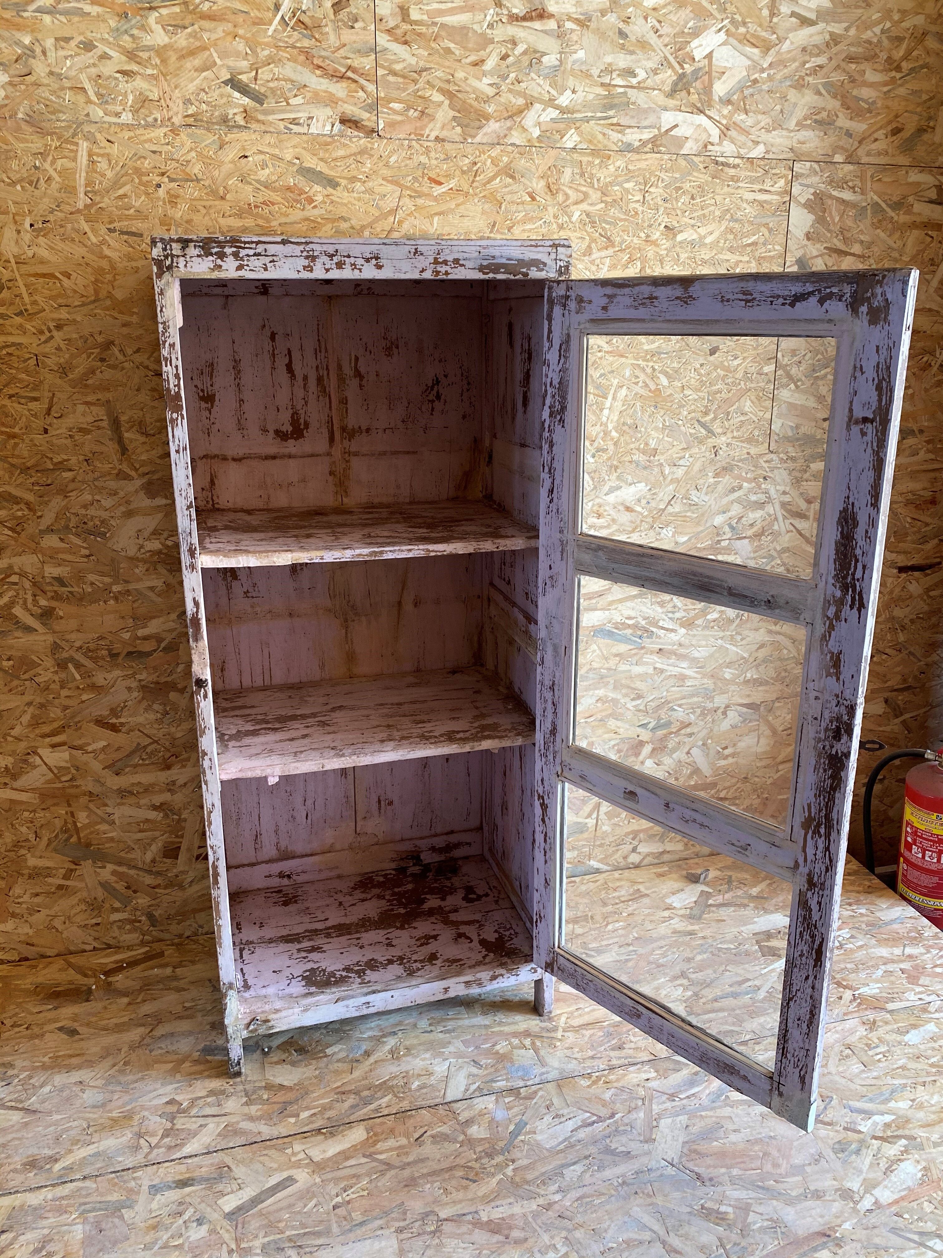 Glass cabinet in old teak