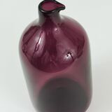 Glass vase signed Purple Timo Sarpaneva Pullo Bird Bottle, Iittala, Finland.