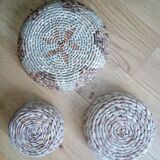 Flat round baskets, set of three