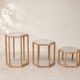 Set of 3 nesting tables in travertine and wood – Roche Bobois, 1970s