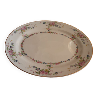 Oval dish limoges porcelain crown stamp floral decor