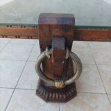 Art Deco style coffee table in carved natural wood