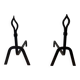 Pair of Modernist Andirons in Wrought Iron with Stylised Torches and Bases Ang