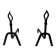 Pair of Modernist Andirons in Wrought Iron with Stylised Torches and Bases Ang