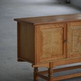 Low oak sideboard, mid-century modern, made by a Danish cabinetmaker, 1960s.