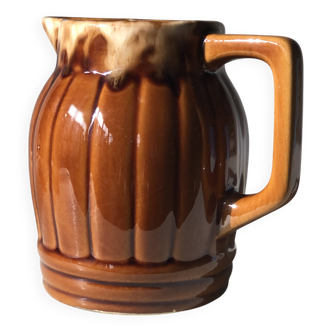Small brown ceramic pitcher