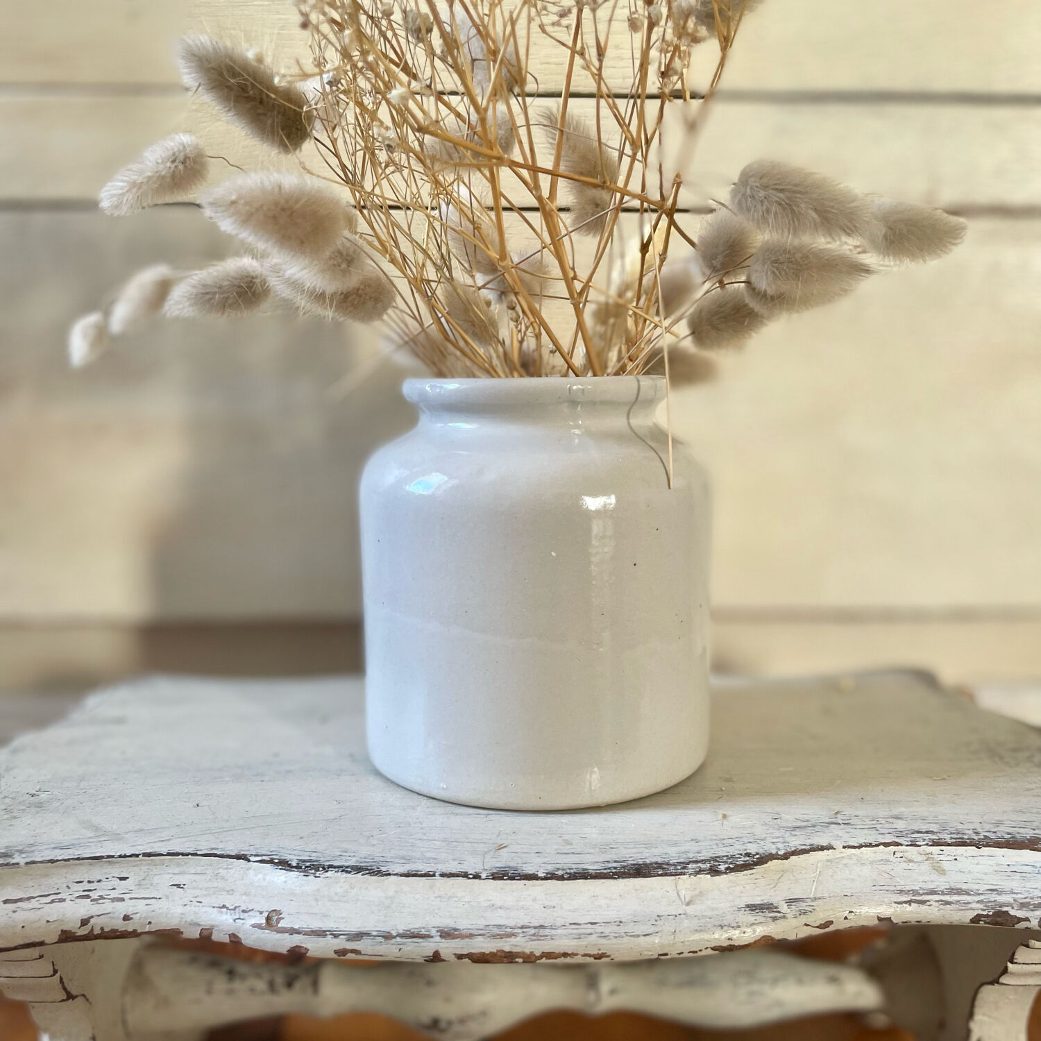 Vintage white stoneware pot