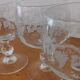 Set of 5 water glasses on feet, grape decoration and Luminarc vine shoot