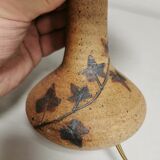 Bedside lamp and its vintage lampshade, Ceramic decoration Herbarium