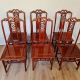 Asian table + 6 round/extendable/oval chairs in rosewood