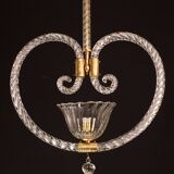 Lustre suspendu en forme de cœur art déco par barovier e toso, années 1940