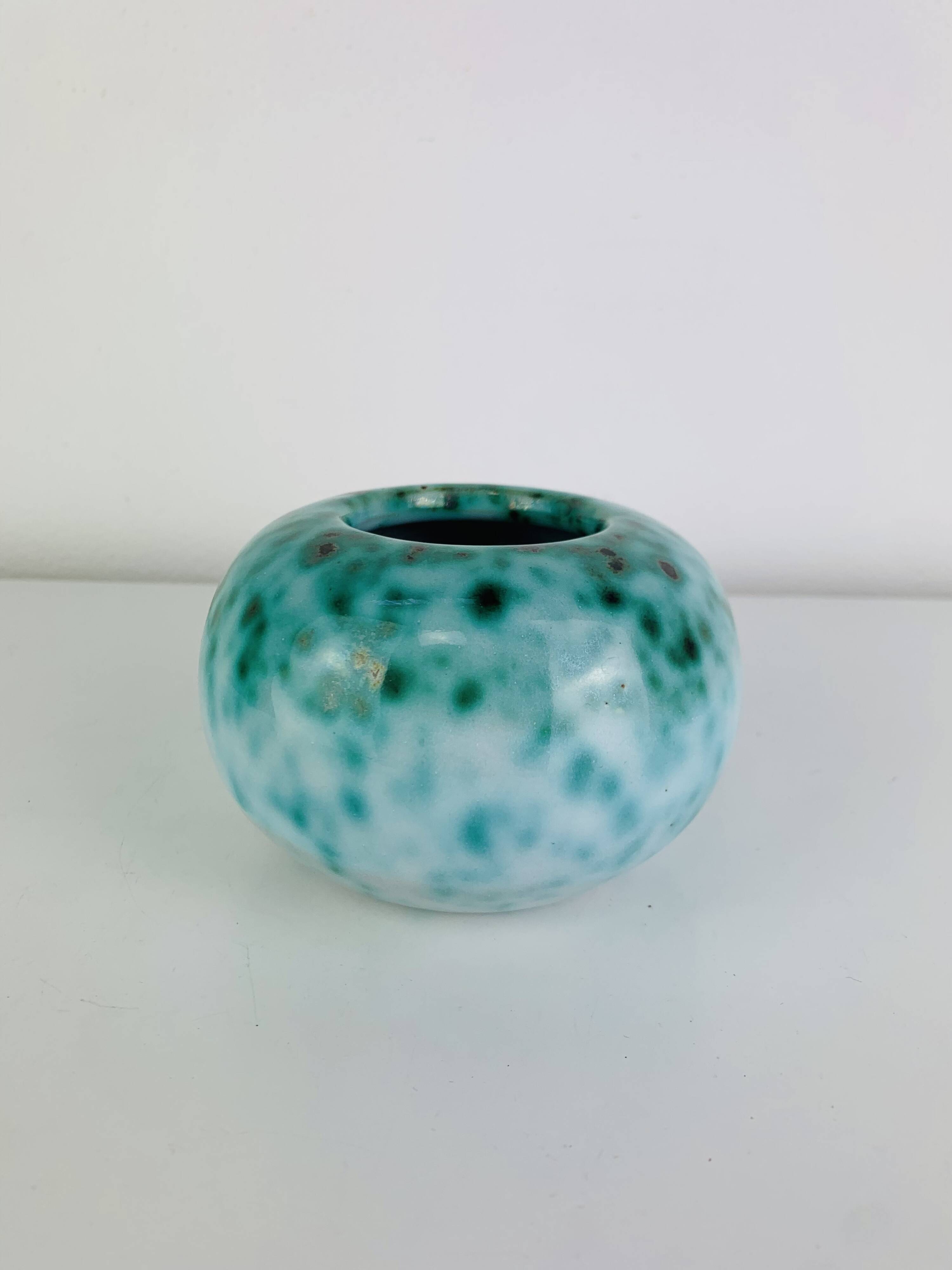 Art Deco ceramic vase Elchinger, speckled green