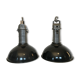 Pair of Philips lamps enamelled workshop pendant lamps