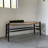 Oak and straw farm bench