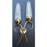 60's glass and brass wall light