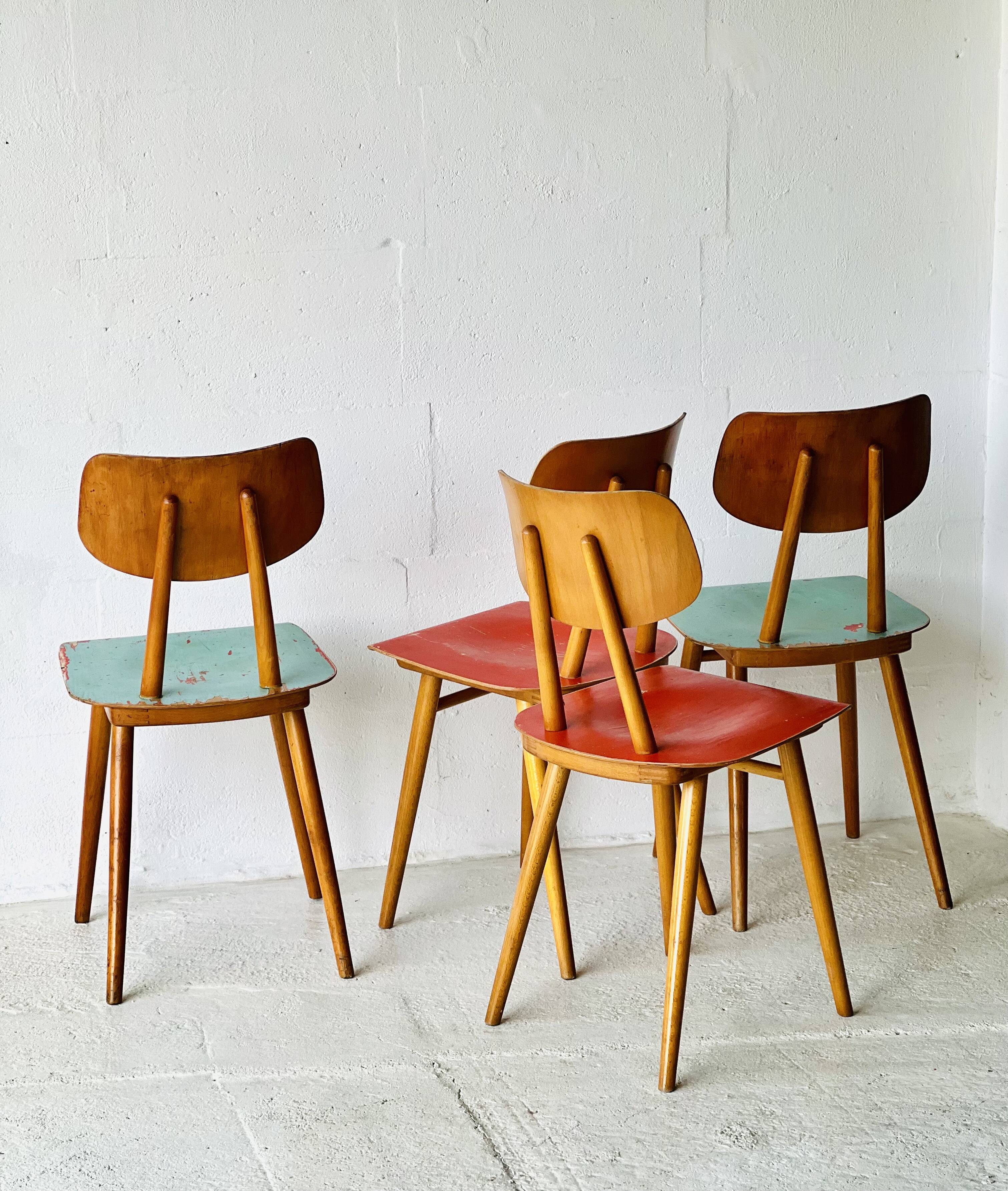 4 chaises Ton, 1960