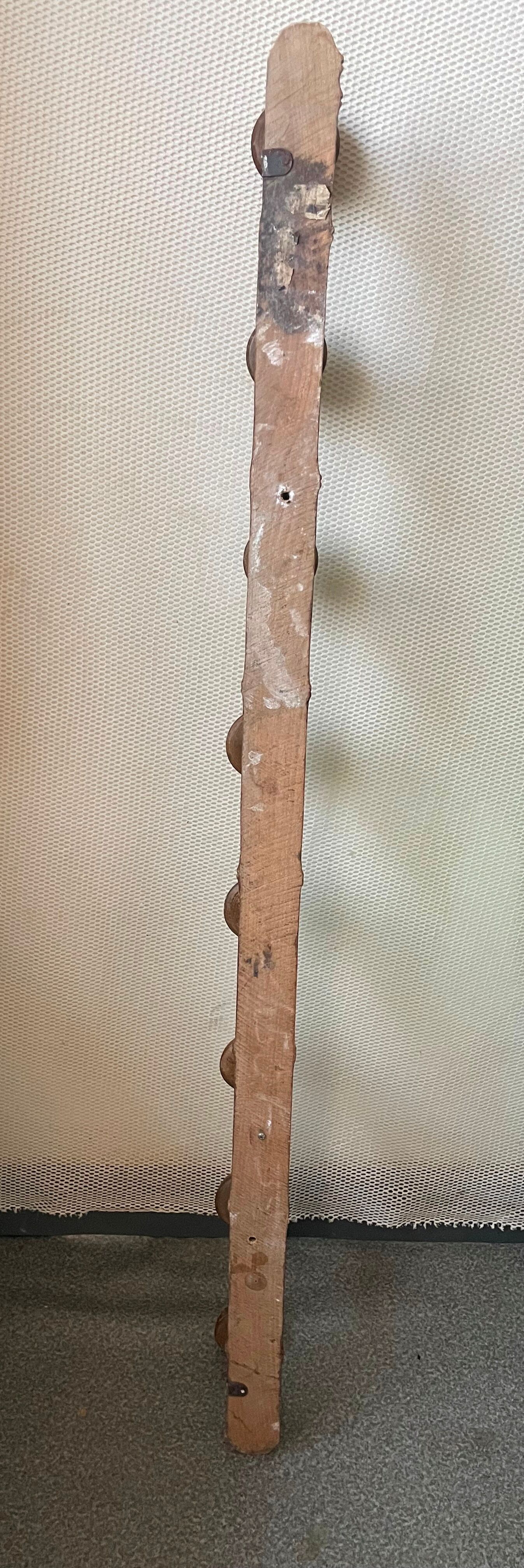 Wooden wall coat rack with 8 hooks