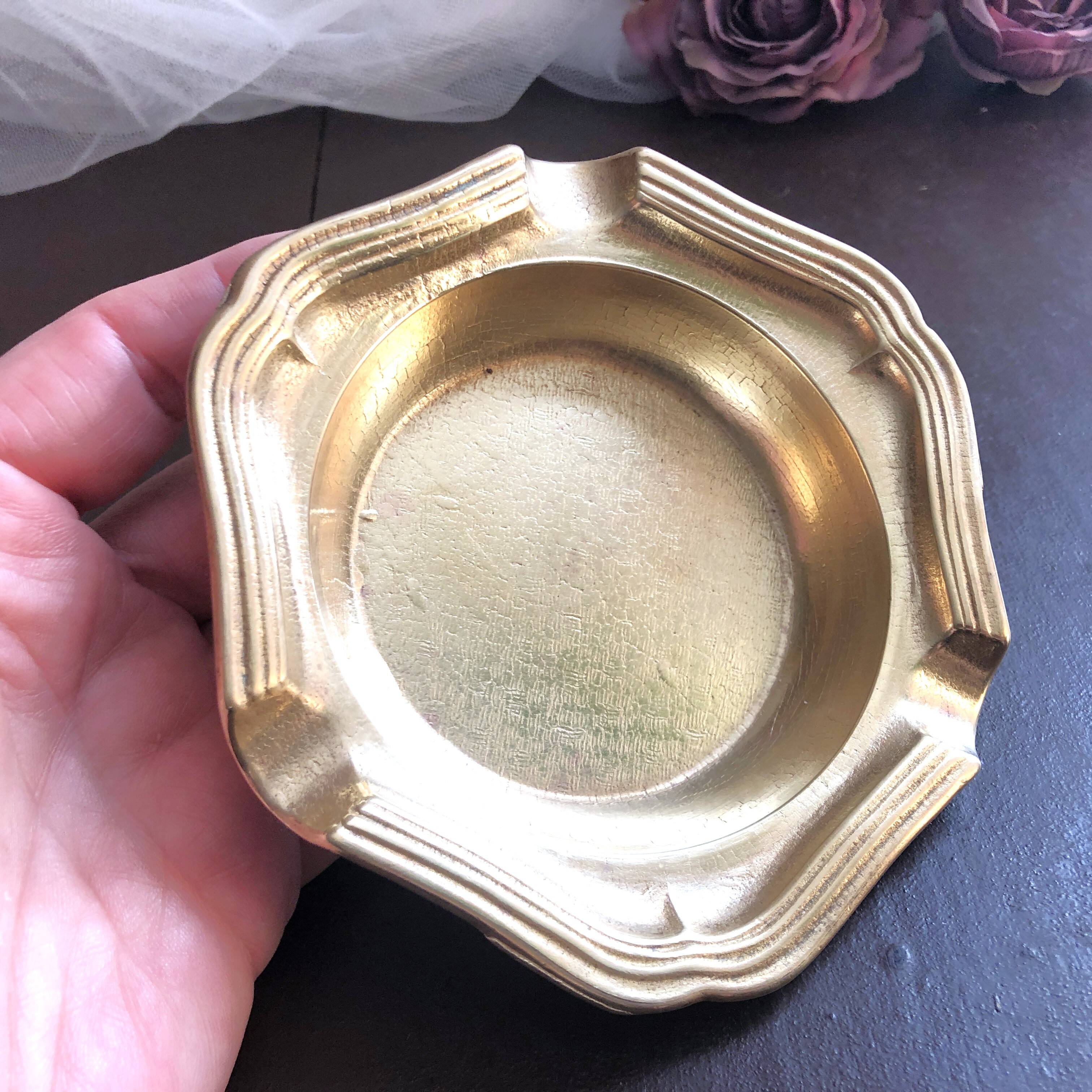 Retro golden brass ashtray