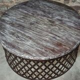 Table basse ronde en bois avec pieds métal