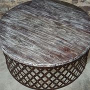 Table basse ronde en bois avec pieds métal