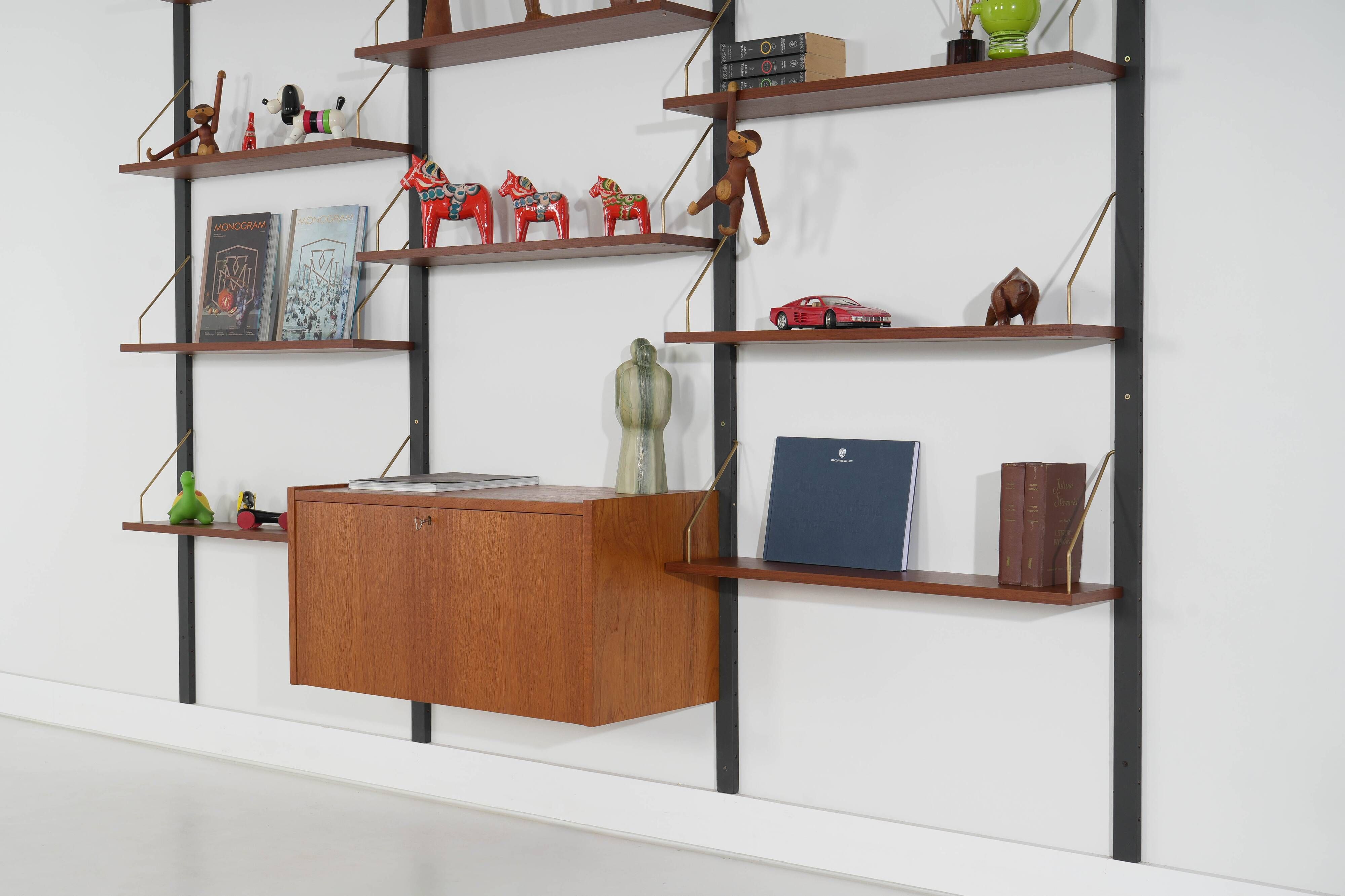 Modular shelving in teak veneer, Denmark, 1970s