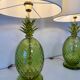 Pair of Italian Art Deco Pineapple Murano Glass Lamps with Lampshades