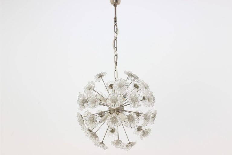 Unique Pair of Two Emil Stejnar Style Sputnik Chandeliers, 1970