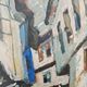 Modernist oil on canvas "Ohrid" by Aleksandar Jeremic Cibe, 1959