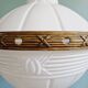Large Art Deco pendant light in milk glass and brass, 1920s