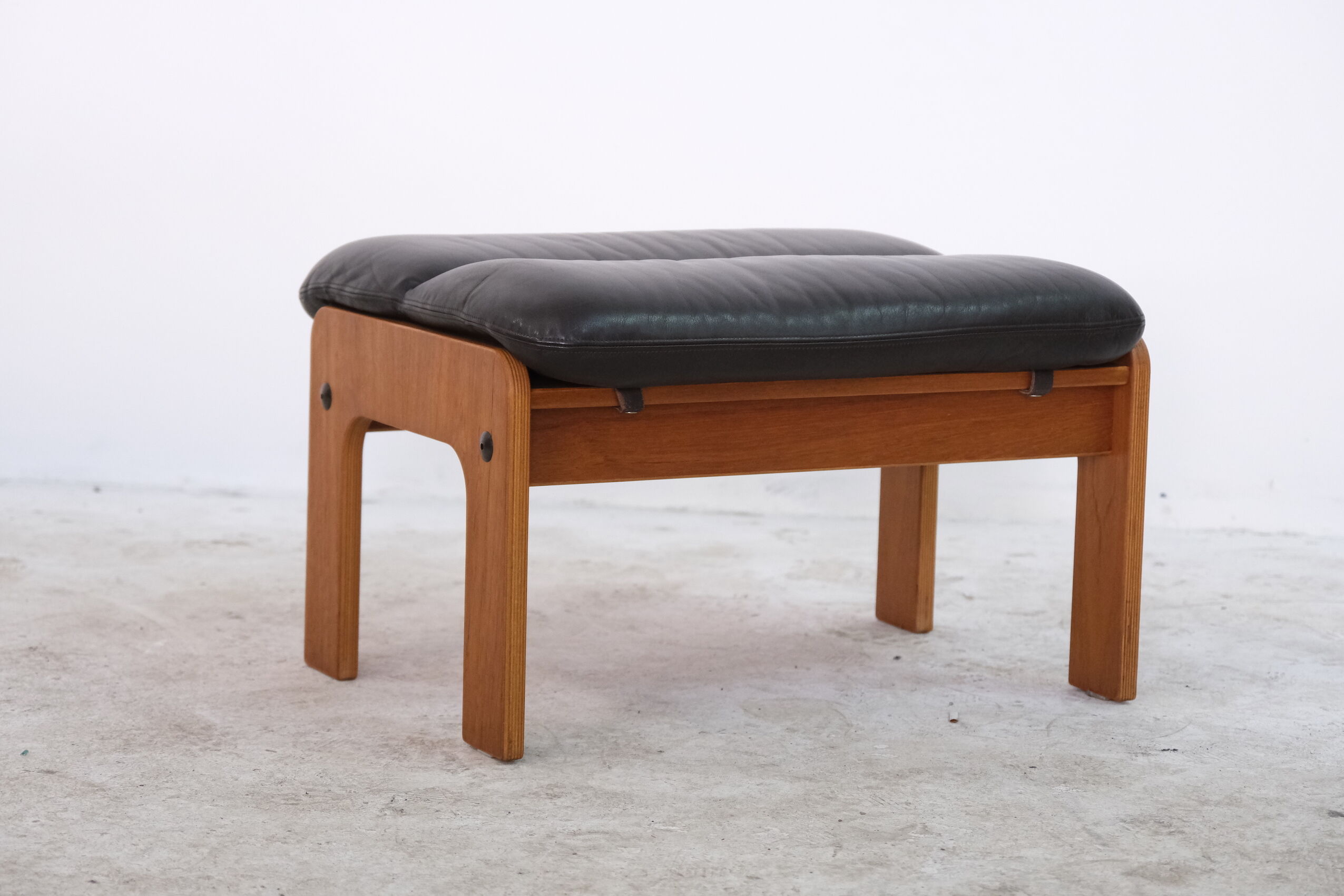 Mid-Century Leather Ottoman, 1970s