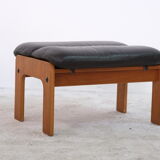 Mid-Century Leather Ottoman, 1970s