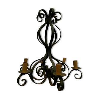 Louis XV style chandelier in wrought iron 6 arms of light XX century