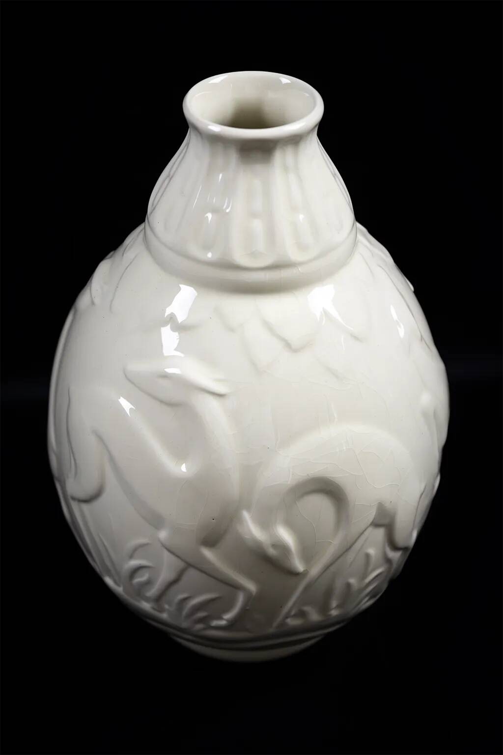Art Deco vase with 6 deer in earthenware – C. Catteau Boch Frères La Louvière