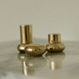 Trio of mid-century Swedish brass candle holders