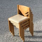 Suite de 4 chaises en pin et skaï beige / Horgen - Glarus