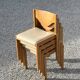 Set of 4 chairs in pine and beige skai / Horgen - Glarus