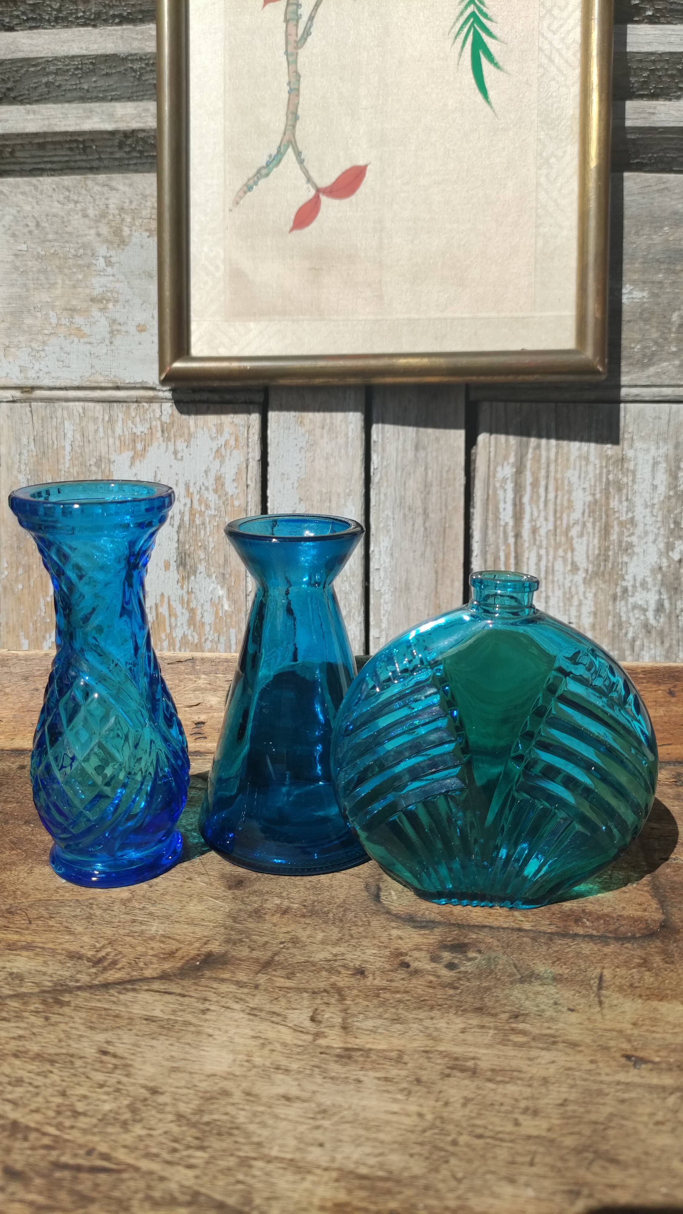 Vases and vintage soliflore blue and turquoise