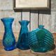 Vases and vintage soliflore blue and turquoise