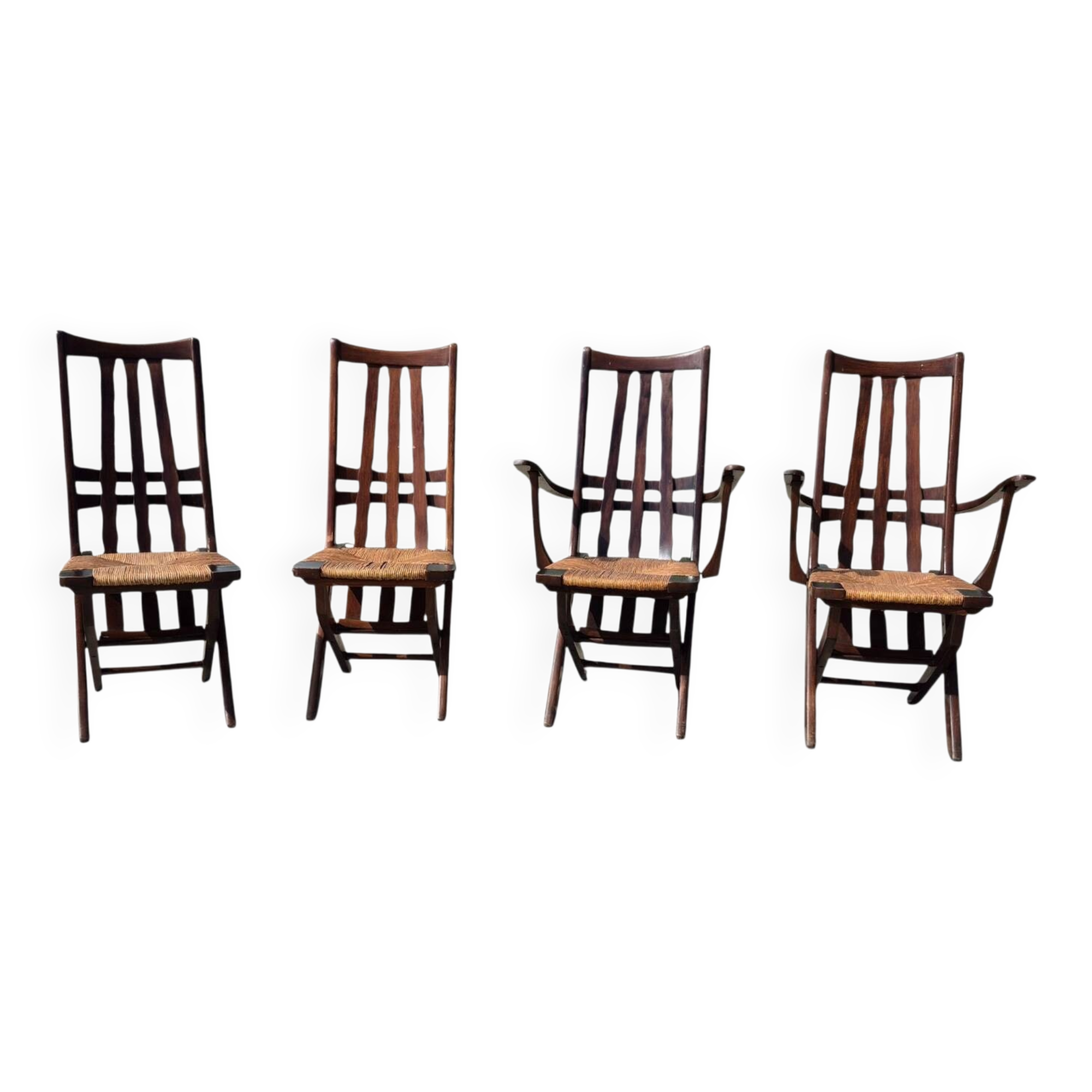 Set 4 vintage Triconfort France adjustible 1960s deckchair