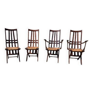 Set 4 vintage Triconfort France adjustible 1960s deckchair