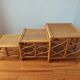 Tables gigognes en rotin et cannage – Esprit Riviera – Vers 1970/80