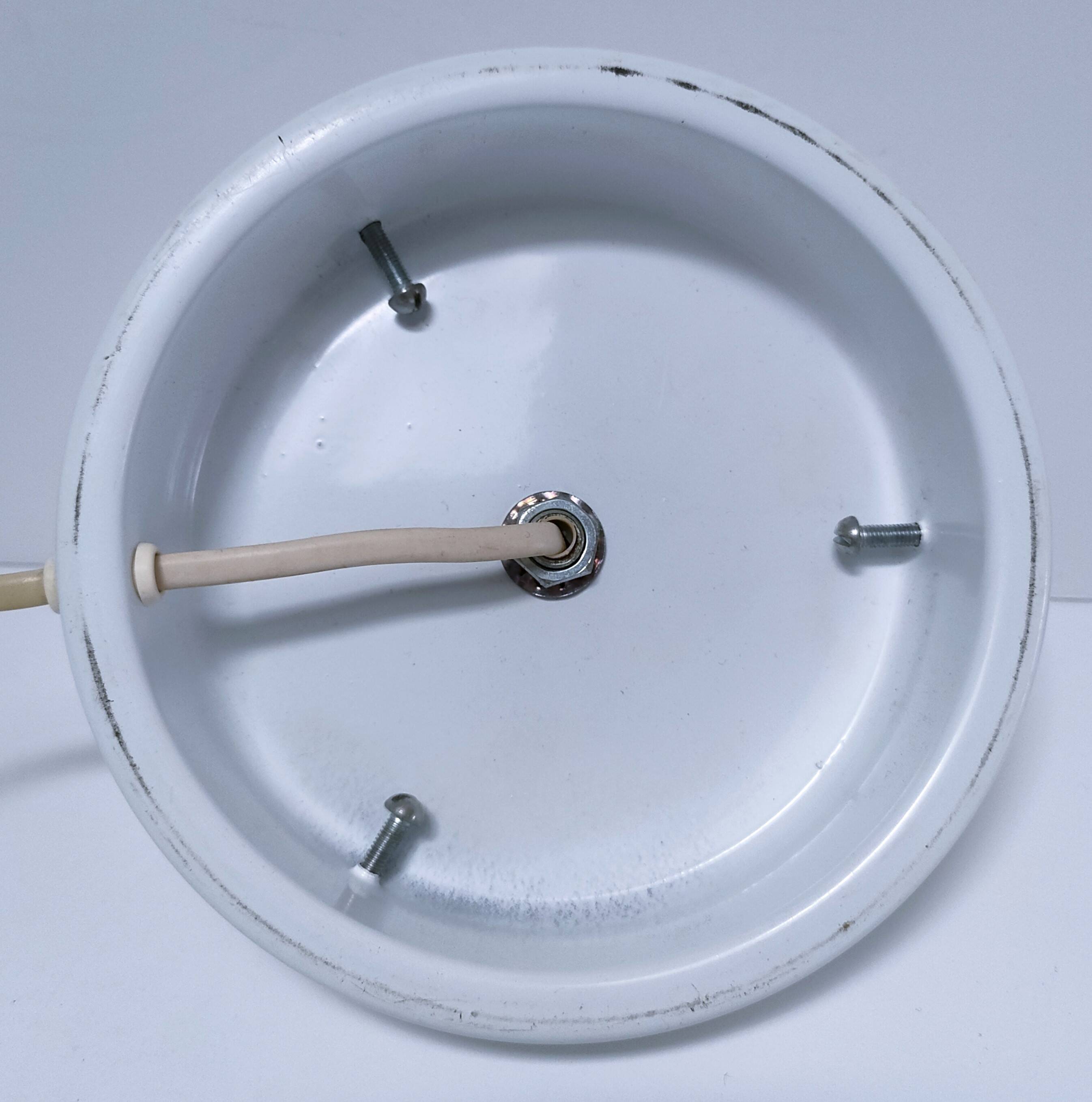 XL egg lamp white speckled glass design 70s H.37 cm