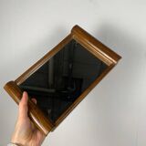 Small wooden tray and mirror, 1930-60, rounded handle