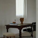 Bureau / Dining table in oak with Danish baroque inspiration and twisted legs, 1900s.