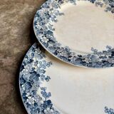 6 Sarreguemines flat plates in blue ironstone, "Récamier" service