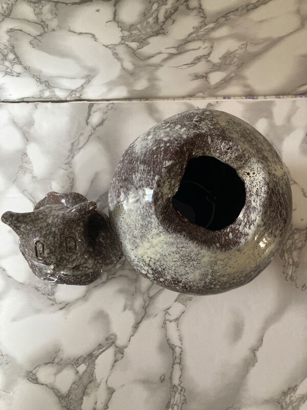 Boîte couverte anthropomorphe en céramique de Vallauris - Atelier Luc